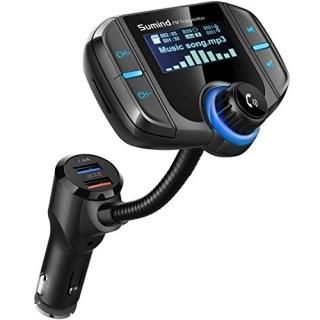 Upgraded Version Bluetooth FM Transmitter Sumind Wireless Radio Adapter Hands-Fr