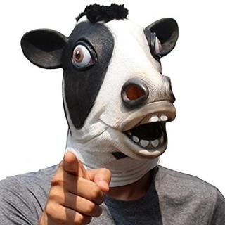 CreepyParty Novelty Halloween Costume Party Latex Cow Head Mask Cow