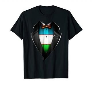 Uzbekistan Flag T Shirt Uzbek Tuxedo Shirt Gift