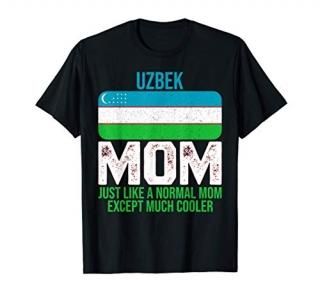 Vintage Uzbek Mom Uzbekistan Flag Design Mother's Day T-Shirt