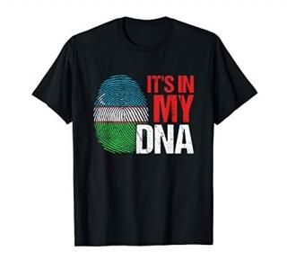 In My DNA Uzbekistan Flag Country Fingerprint Patriotic Gift T-Shirt