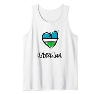 Uzbekistan Heart Art Flag Cute Asian Minimal Uzbek Gift Tank Top