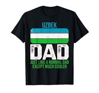 Mens Vintage Uzbek Dad Uzbekistan Flag Design For Father's Day T-Shirt
