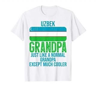 Vintage Uzbek Grandpa Uzbekistan Flag for Father's Day T-Shirt
