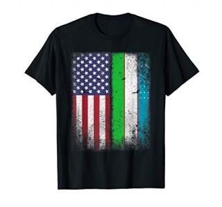 Uzbekistan Usa T-shirt Uzbek American Flag