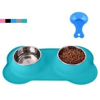 Hubulk Pet Dog Bowls 2 Stainless Steel Dog Bowl with No Spill Non-Skid Silicone 
