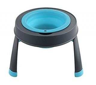 Dexas Popware for Pets Single Elevated Pet Feeder Large Gray/Blue