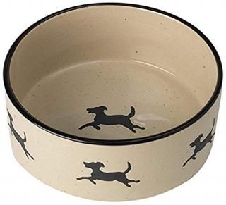 PetRageous 14025 Chasing Dogs Stoneware Food or Water Bowl with 6 Cup Capacity 7