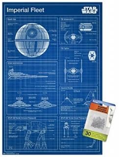 Star Wars Saga - Imperial Blueprint Wall Poster with Push Pins