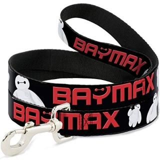 Dog Leash Baymax Poses Black White Red 6 Feet Long 1.0 Inch Wide