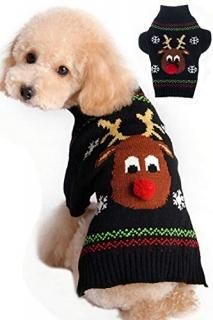 BOBIBI Dog Sweater for Christmas Cartoon Reindeer Pet Cat Winter Knitwear Warm C