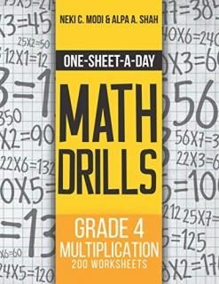 One-Sheet-A-Day Math Drills Grade 4 Multiplication - 200 Worksheets Book 11 of 2