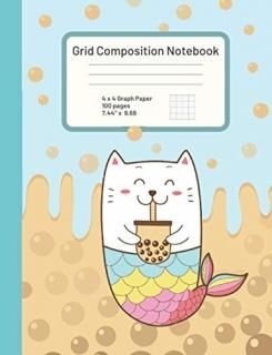 Grid Composition Notebook 4x4 Graph Paper Notebook Cute Back To School Supplies 