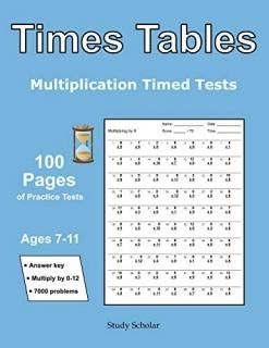 Times Tables Multiplication Timed Tests - 100 Pages of Practice Tests - Ages 7-1