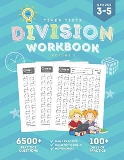 Timed Tests Division Workbook Division Facts Math Workbook for 3rd 4th 5th Grade