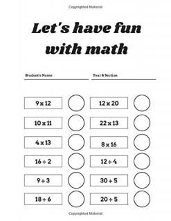 Let's have fun with math Multiplication Workbook Beginner Beginner Division Work