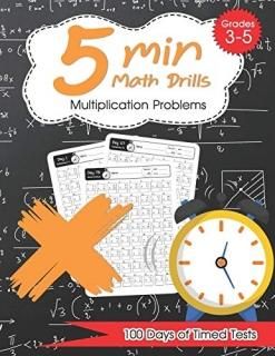 5 Min Math Drills - Multiplication  Timed Tests  Math Workbooks for Grade 3 - 5 