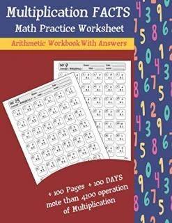 Multiplication Facts Math Practice Worksheet Arithmetic Workbook With Answers + 