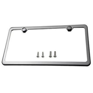 LFPartS Slim Style Polished Stainless Steel License Plate Frame Gunmetal Black F