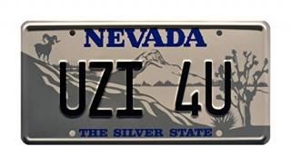 Celebrity Machines Tremors  Uzi 4U  Metal Stamped License Plate