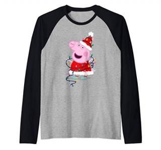 Peppa Pig Christmas Lights Raglan Baseball Tee