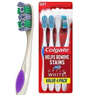 Colgate 360 Optic White Whitening Toothbrush Soft - 4 Count