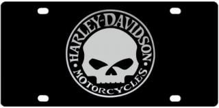 Harley Davidson Acrylic License Plate - Chrome Willie G Skull Emblem
