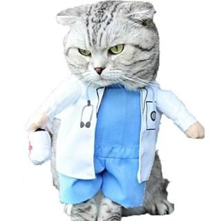 NACOCO Dog Cat Doctor Costume Pet Doctor Clothing Halloween Jeans Outfit Apparel