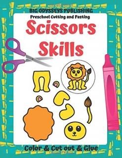 Scissors Skills Preschool Cutting and Pasting - Color & Cut Out & Glue 50 Animal