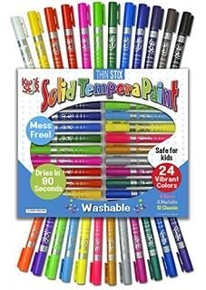 Pencil Grip Kwikstix Thin Stix Solid Tempera Paint 24 Pack Super Quick Drying 12