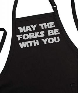 May The Forks Be With You Black Star Wars Aprons