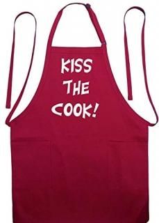 Red Apron Kiss The Cook Fully Adjustable Two Pockets