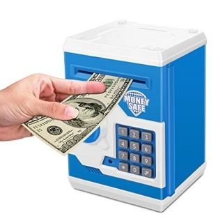 Blue White - Zonkin Cartoon Electronic ATM Password Piggy Bank Cash Coin Can Aut