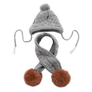 Kuoser Dog Hat & Scarf Set Dog Knitted Hat Pet Christmas Winter Warm Caps Cute A