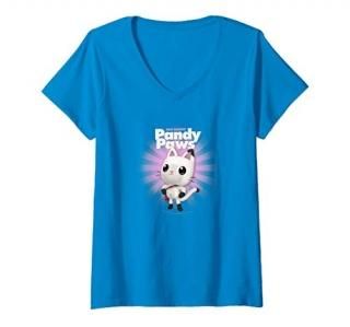 Womens Gabby's Dollhouse Pandy Paws Portrait V2 V-Neck T-Shirt