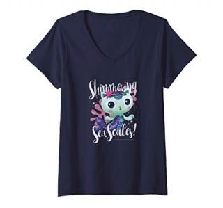 Womens Gabby's Dollhouse Mercat Shimmering Sea Scales V2 V-Neck T-Shirt