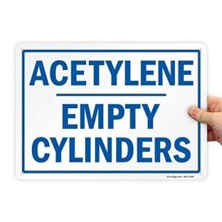 SmartSign Acetylene Empty Cylinders Sign  10 x 14 Plastic