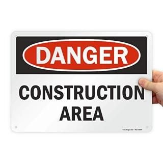 SmartSign Danger - Construction Area Sign  10 x 14 Plastic