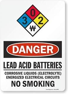 SmartSign Danger - Lead Acid Batteries No Smoking NFPA Label  10 x 14 Laminated 