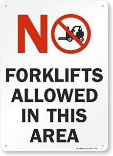 SmartSign No Forklifts Allowed In This Area Sign  10 x 14 Plastic