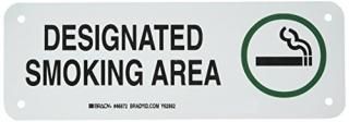 Brady 46872 Smoking Area Sign AL English 3-1/2 x 10