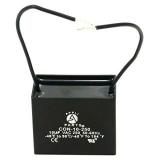 Appli Parts Fan Capacitor 10 mfd microfarads uf 250vac 2 Wire Terminal Connectio