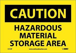 NMC C310P OSHA Sign Legend CAUTION - HAZARDOUS MATERIAL STORAGE AREA 10 Length x