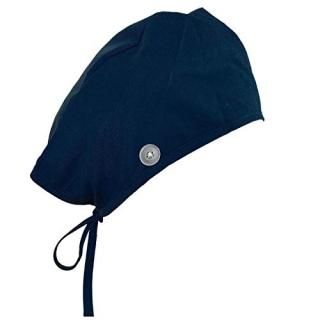 Navy Blue Scrub Cap with Buttons Surgical Caps for Men Women or Unisex Scrub Hat