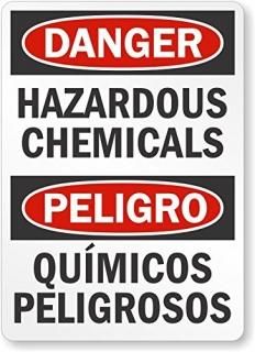 SmartSign Plastic OSHA Safety Sign Legend Danger Hazardous Chemicals 14 high x 1