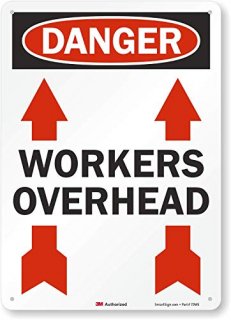 Danger - Workers Overhead Sign By SmartSign  10 x 14 Plastic
