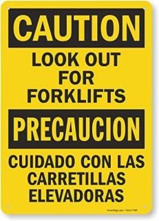 SmartSign Plastic OSHA Safety Sign Legend Caution Look Out for Forklifts 14 high