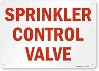 SmartSign Sprinkler Control Valve Sign  10 x 14 Plastic