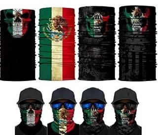unbrand 4PCS Balaclava Mexico Flag Outdoor Face Scarf Neck Gaiter Headwear Half 
