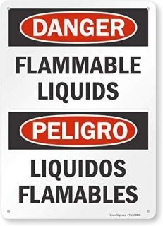 SmartSign Danger - Flammable Liquids Bilingual Sign  10 x 14 Plastic